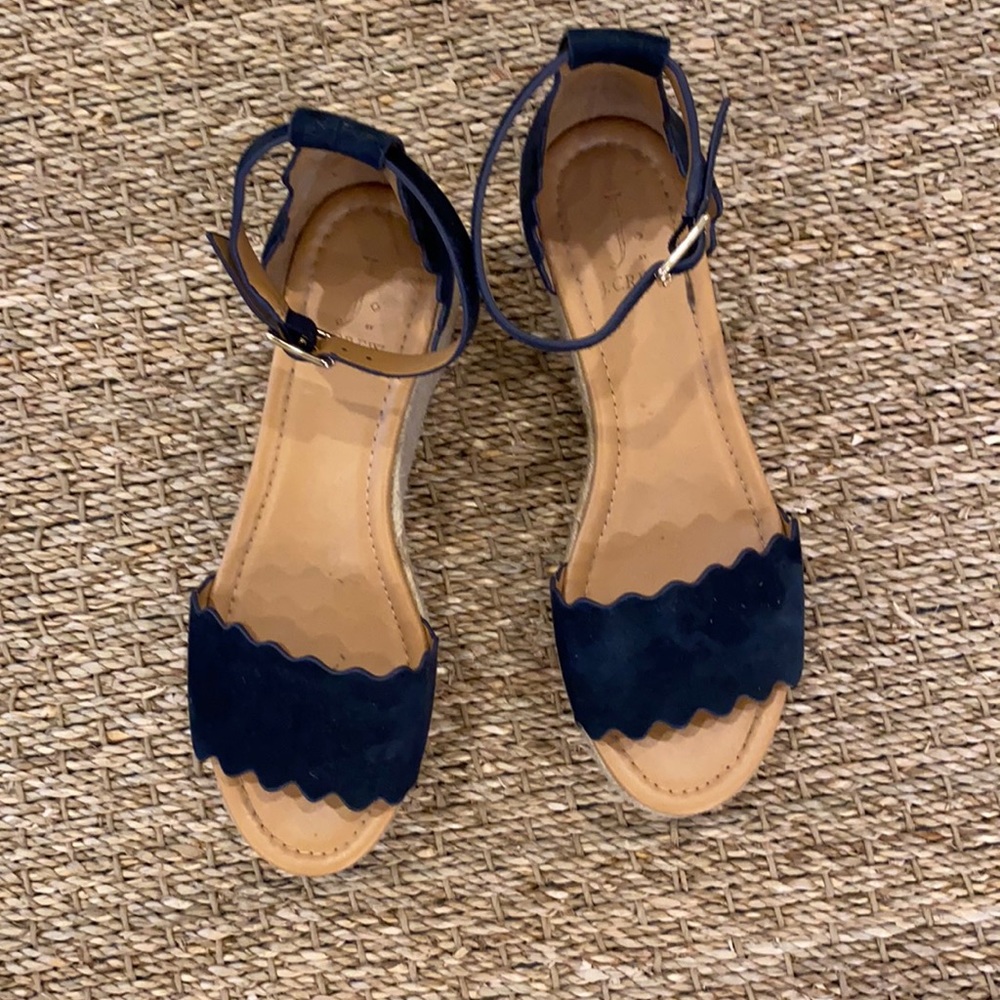 J. CREW suede platform wedges espadrilles